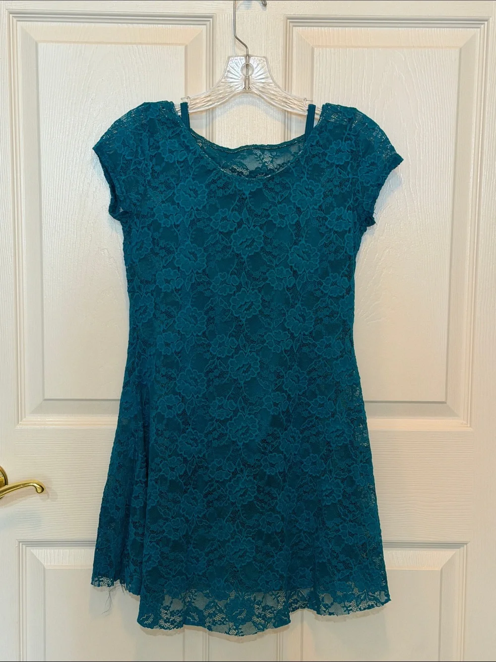 Kids Teal Lace Dance Costume Dress
